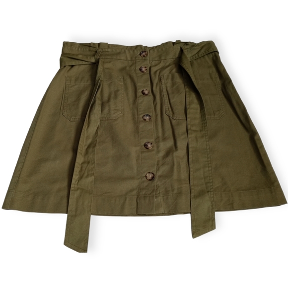 LOFT OUTLET WOMEN'S ARMY GREEN BUTTON FROM MINI SKIRT.SIZE 14. - Picture 10 of 12